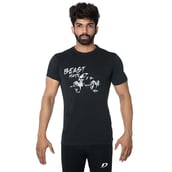 1 - DK Active Wear Half Sleeve Gym T Shirt (Beast Mode), Black and Silver XXL