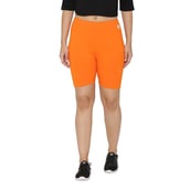 2 - N Gal Cotton Lycra Women's Thigh Length Cycling Yoga Workout Casual Shorts,  Orange  Large 