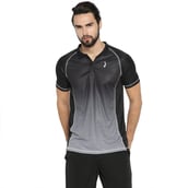 Campus Sutra Ombre Men Polo Neck T Shirt,  Black & White  Small 