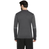 2 - Campus Sutra Striped Men Mandarin Collar T Shirt,  Grey & Black  Large 