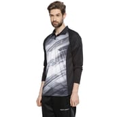 2 - Campus Sutra Graphic Print Men Polo Neck T Shirt,  Black & White  Small 