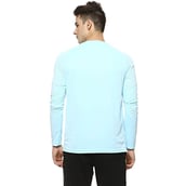 2 - Campus Sutra Graphic Print Men Mandarin Collar T Shirt,  Sea Blue  Large 