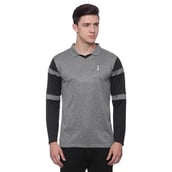 Campus Sutra Color Block Men Polo Neck T Shirt, Black & Grey Small