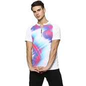 Campus Sutra Graphic Print Men Round or Crew T Shirt,  White  Small 