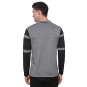 1 - Campus Sutra Color Block Men Polo Neck T Shirt, Black & Grey Small