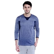 1 - Campus Sutra Self Design Men Round or Crew T Shirt, Blue Large