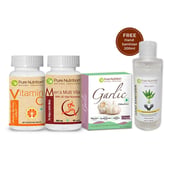 1 - Pure Nutrition Men's Wellness Kit (Men's Multivitamin, Vitamin C and Garlic Oil Capsules),  3 Piece(s)/Pack  with Free Hand Sanitizer 