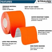 1 - Strauss Kinesiology Sports Tape, Orange 5 m