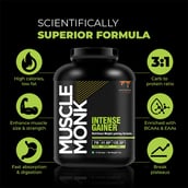 5 - Muscle Monk Intense Mass Gainer with Creatine Monohydrate 100g Unflavoured, 6.6 lb Royal Chocolate