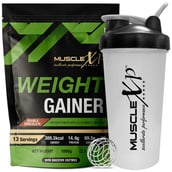 1 - MuscleXP Weight Gainer with Digestive Enzymes,  2.2 lb  Double Chocolate+Shaker 