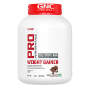 2 - GNC Pro Performance Weight Gainer & White Plastic Shaker 750ml Combo, 6.6 lb Double Chocolate