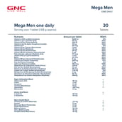 9 - GNC Mega Men One Daily Multivitamin,  30 tablet(s)  Unflavoured 