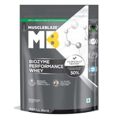 1 - MuscleBlaze Biozyme Performance Whey Protein Powder, 2.2 lb Refill Pack Unflavoured