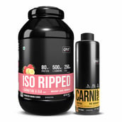 QNT ISO Ripped & Carnipump Ripping Pre-workout 500 ml Navel Orange Combo,  4.4 lb  Strawberry Banana 