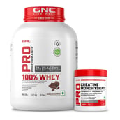 1 - GNC Pro Performance 100% Whey Protein, 4 lb Chocolate Supreme with Creatine Monohydrate 0.55 lb Combo