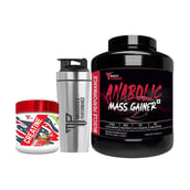 1 - Muscle Performance Anabolic Mass Gainer with Creatine Monohydrate 0.66 lbs & Steel Shaker Combo, 5.5 lb Rabri Kulfi