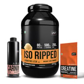 1 - QNT ISO Ripped, Carnipump Ripping Pre-workout 500ml Peach & Creatine Monohydrate Unflavoured 0.198 lb Combo,  4.4 lb  Kesar Malai Kulfi 