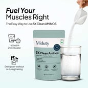 4 - Miduty 5X Clean Aminos BCAA + EAA + Creatine + Taurine, 420 g 30 Servings Unflavoured
