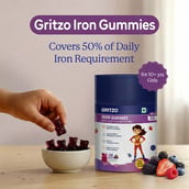 2 - Gritzo Iron Gummies with Folic Acid and Vitamin C for 10+ Yrs Girls,  30 gummies  Mixed Berry