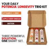 2 - Potencia Longevity Trio Kit, 45 tablets Vitamin C(Orange)+Apple Cider Vinegar(Apple Burst)+Detox Liver & Lungs(Wild Grape)