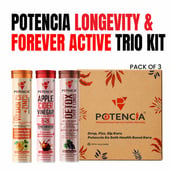 7 - Potencia Longevity Trio Kit, 45 tablets Vitamin C(Orange)+Apple Cider Vinegar(Apple Burst)+Detox Liver & Lungs(Wild Grape)