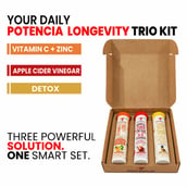 3 - Potencia Longevity Trio Kit,  45 tablet(s)  Vitamin C(Orange)+Apple Cider Vinegar(Apple Burst)+Detox Liver & Lungs(Pina colada) 