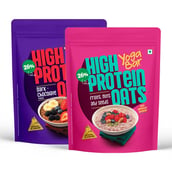 1 - Yogabar 26g High Protein Oats,  1 kg  Combo Pack, Dark Chocolate & Fruits Nuts and Seeds 