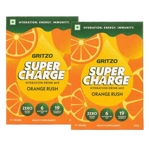 Supercharge Hydration Drink Mix 30 Pieces Pack Orange Rush Flavour - 15 Pcs x 2