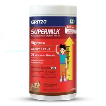 Supermilk Gritzo Height+ 13+ Yrs Boy Personalized Protein & Nutrition Drink Mix
