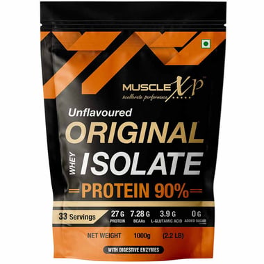 MuscleXP Original Whey Isolate Protein 90% with Digestive Enzyme,  2.2 lb  Unflavoured 
