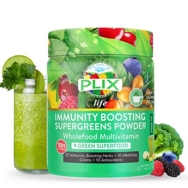 Plix Life Immunity Boosting Supergreens Powder, 0.44 lb Lemon