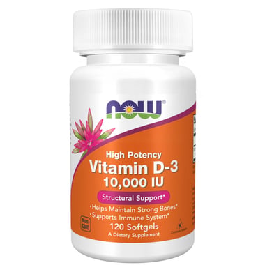Now Vitamin D-3 10,000 IU, 120 softgels Unflavoured