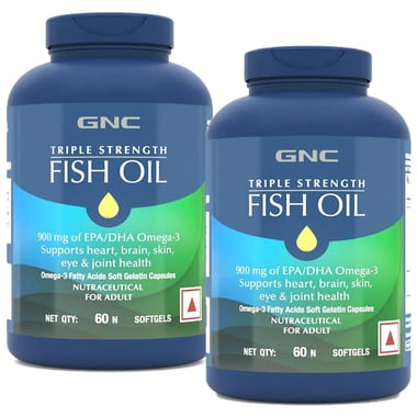 GNC Triple Strength Fish Oil (Pack of 2), 60 softgels