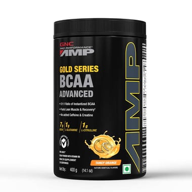 GNC AMP Gold Series BCAA Advanced, 0.88 lb 30 Servings Tangy Orange
