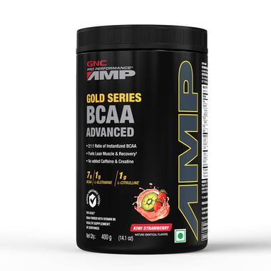 GNC AMP Gold Series BCAA Advanced, 0.88 lb 30 Servings Kiwi Strawberry