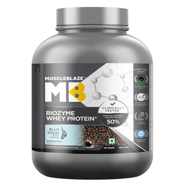 MuscleBlaze Biozyme Whey Protein Powder,  4.4 lb  Blue Tokai Coffee 