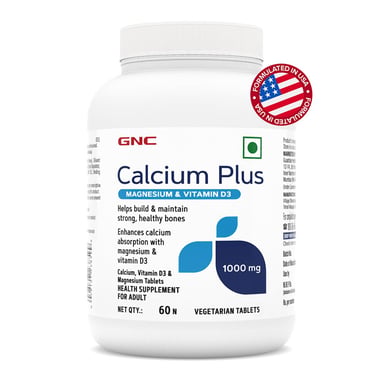 GNC Calcium Plus with Magnesium and Vitamin D3 (1000mg),  60 tablet(s)  Unflavoured 