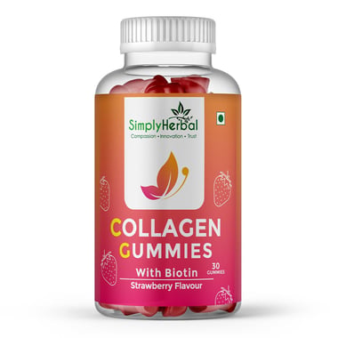 Simply Herbal Collagen Gummies with Biotin, 30 gummies Strawberry