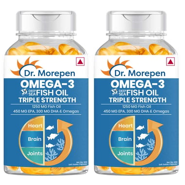 Dr. Morepen Omega-3 Deep Sea Fish Oil Triple Strength (Pack of 2), 60 softgels
