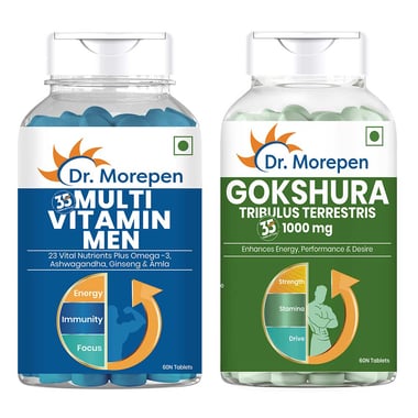 Dr. Morepen Multivitamin Men & Gokshura Combo,  60 tablet(s)  Unflavoured 