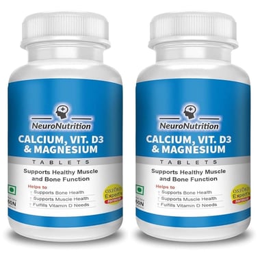 NeuroNutrition Calcium with Vitamin D3 & Magnesium, 60 tablet(s) Unflavoured (Pack of 2)