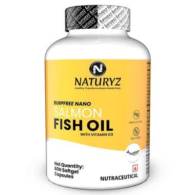 Naturyz Burpfree Nano Salmon Fish Oil with Vitamin D3, 60 softgels