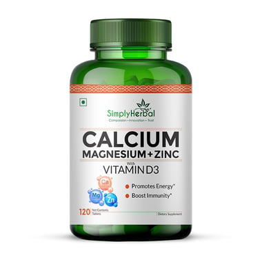Simply Herbal Calcium Magnesium + Zinc with Vitamin D3, 120 tablet(s) Unflavoured