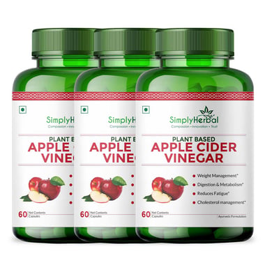 Simply Herbal Apple Cider Vinegar, 90 capsules Unflavoured (Pack of 3)