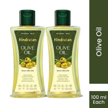 Leeford Hindratan Olive Oil with Vitamin-E, 100 ml for Skin, Hair & Body Massage (Pack of 2)