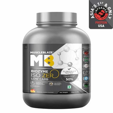 MuscleBlaze Biozyme Iso-Zero,  4.4 lb  Low Carb Tropical Mango 