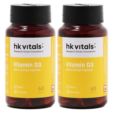 HealthKart HK Vitals Vitamin D3 60 softgels Pack Of 2
