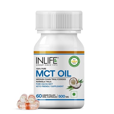 INLIFE 100% Pure MCT Oil, 60 veggie capsule(s) Unflavoured