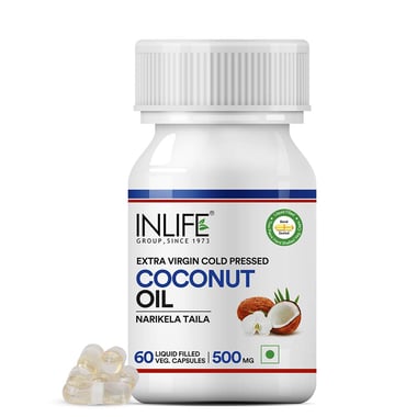 INLIFE Extra Virgin Cold Pressed Coconut Oil 500mg,  60 veggie capsule(s) 