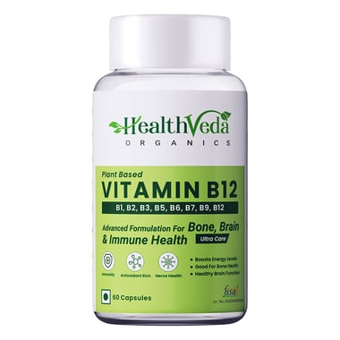 Health Veda Organics Plant Based Vitamin B12, 60 capsules Unflavoured